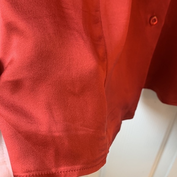 Marina Rinaldi Camicia 100% Silk Satin Red Button Up Shirt size 25 L/XL - Picture 5 of 11